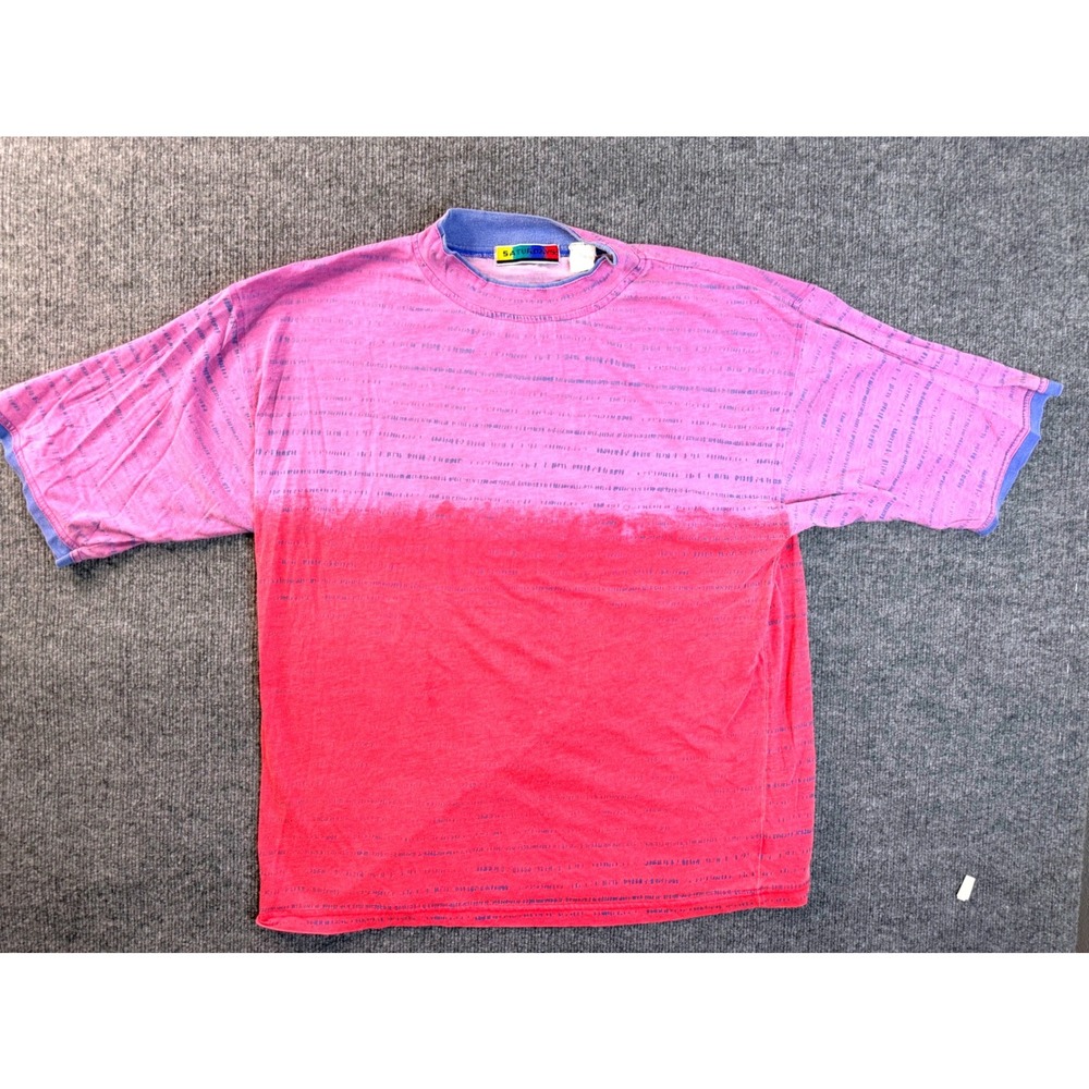 Saturdays NYC Men XL Pink Purple Dip Dye Graphic Tee Short Sleeve Street T-Shirt